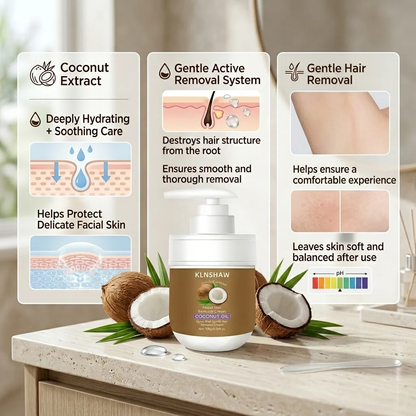 🥥 Painless Hair Removal — Face, Underarms, Legs, & Intimate Areas — Gentle Growth Inhibition: Coconut Hair Removal Cream