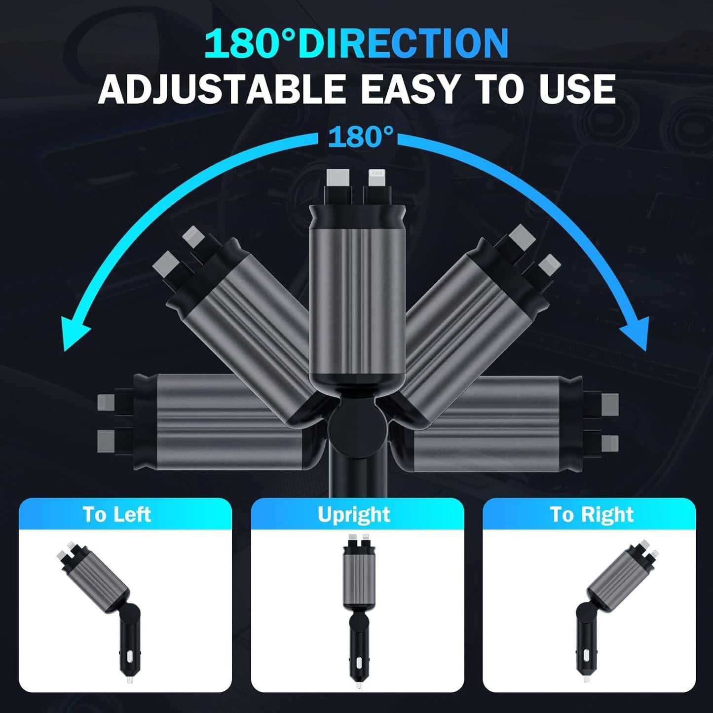 🔥Last Day Promotion 49% OFF🔥 - 4 in 1 Retractable Car Charger With Stary Lights