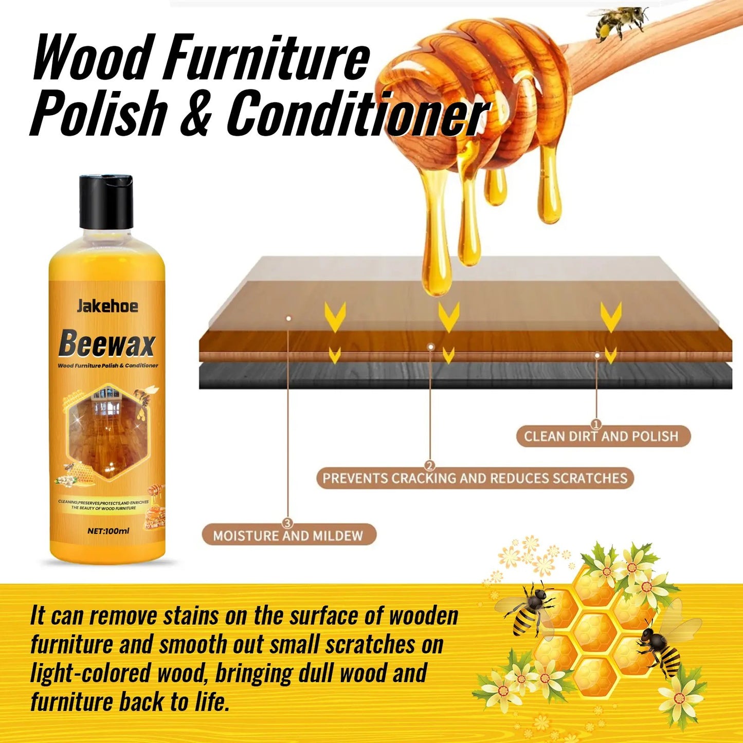 🔥Hot sale 49% OFF - 🍯Beeswax Wood Floor & Furniture Cleaner | Stain Remover, Polish & Conditioner | 100ml