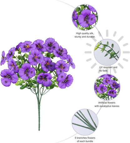 12.56-inch Artificial Tricolor Violet Flowers - Imitating UV Resistant