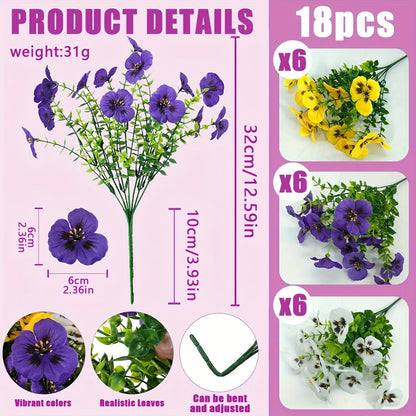 12.56-inch Artificial Tricolor Violet Flowers - Imitating UV Resistant