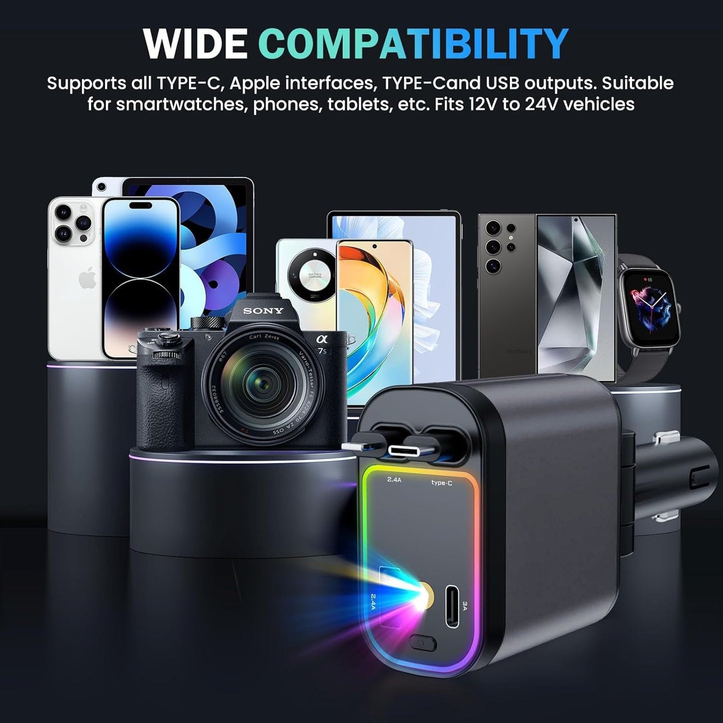 🔥Last Day Promotion 49% OFF🔥 - 4 in 1 Retractable Car Charger With Stary Lights