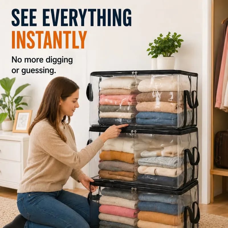 🎁 Last Day 49% OFF📦Large Heavy-Duty Thick Plastic Clear Storage Bag for Clothes, Moving & Storage