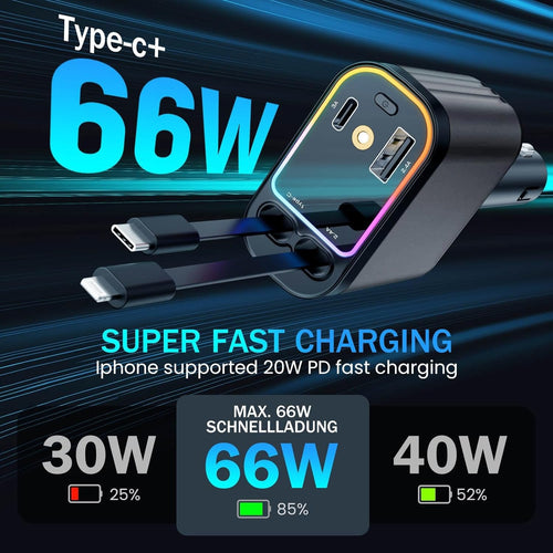 🔥Last Day Promotion 49% OFF🔥 - 4 in 1 Retractable Car Charger With Stary Lights