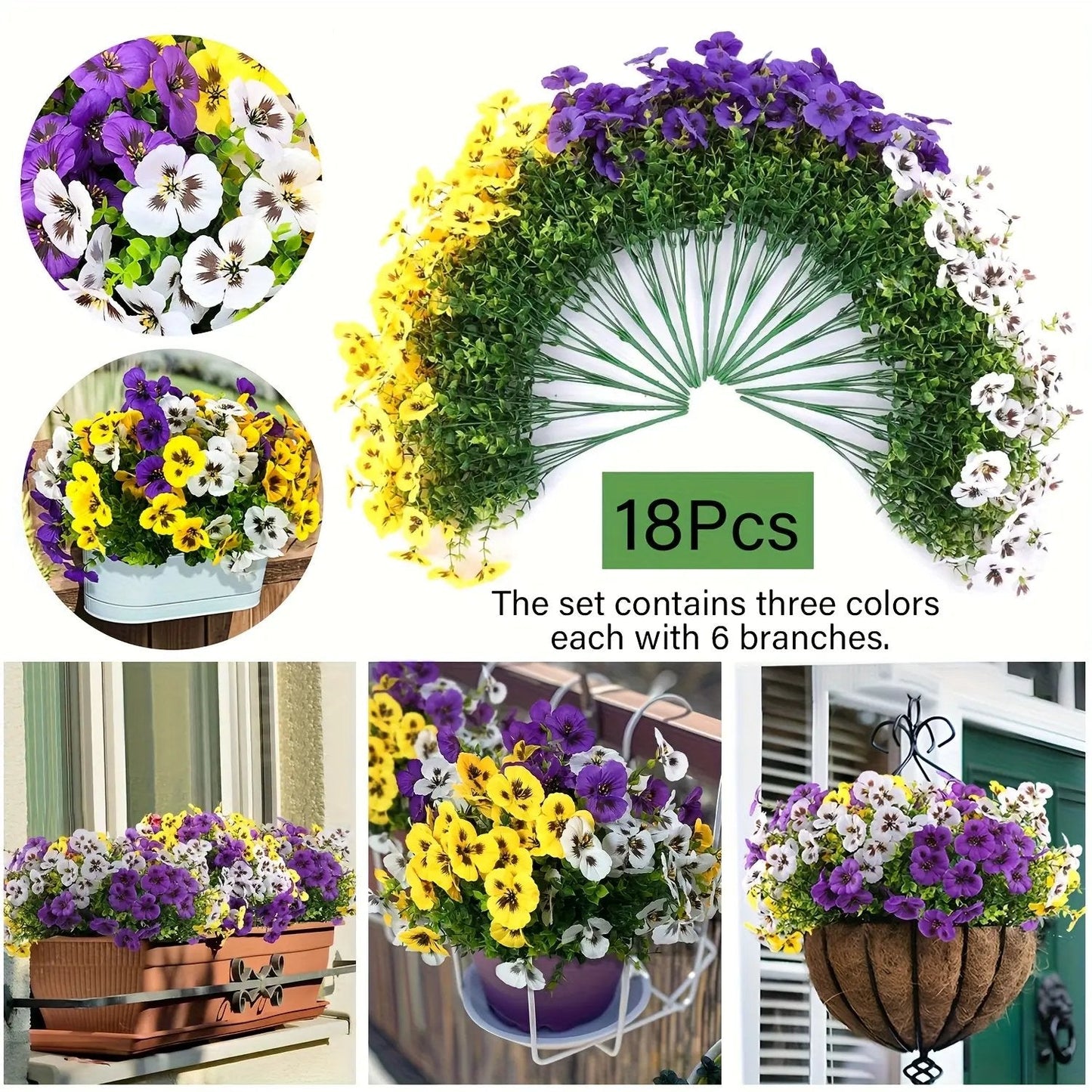 12.56-inch Artificial Tricolor Violet Flowers - Imitating UV Resistant