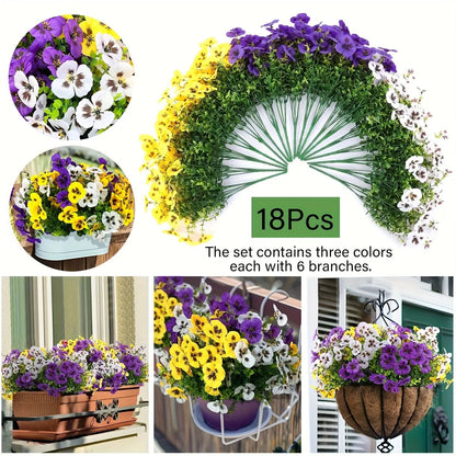 12.56-inch Artificial Tricolor Violet Flowers - Imitating UV Resistant
